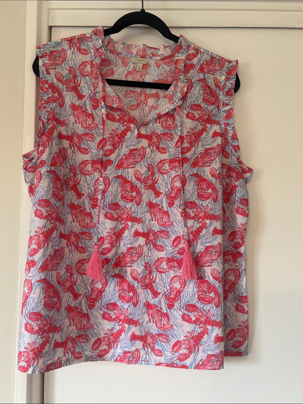 Talbots Lobster-Print Sleeveless Top